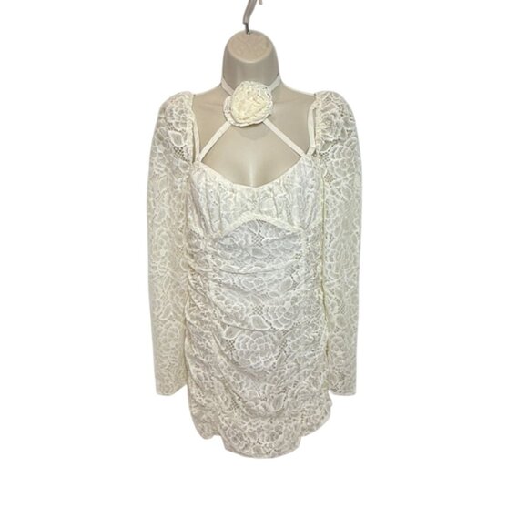 For Love & Lemons Belladonna Ivory Lace Mini Dress NWT - Size L - Picture 2 of 9